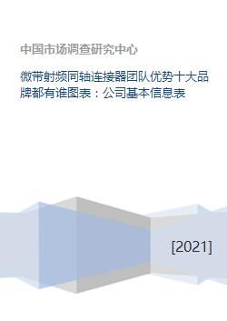 微帶射頻同軸連接器團隊優(yōu)勢十大品牌都有誰圖表 公司基本信息表